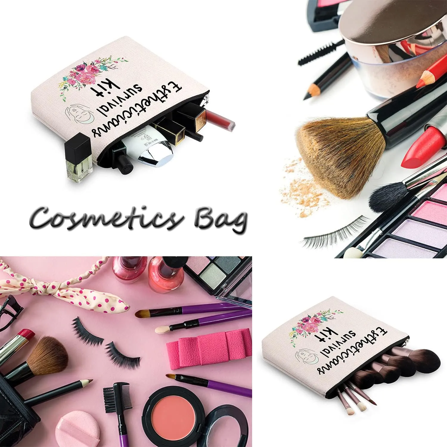 WCGXKO Estheticians Survival Kit Zipper Pouch Makeup Bag Gift for Beautician Beauty Artist (Estheticians Survival)