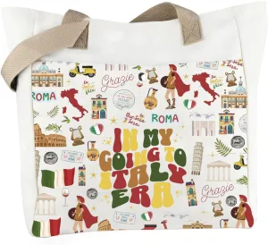 WCGXKO Italy Tote Bag Italian Travel Gift In My Going To Italy Era Beach Bag Italy Travel Gift Italy Traveller Gift for Women