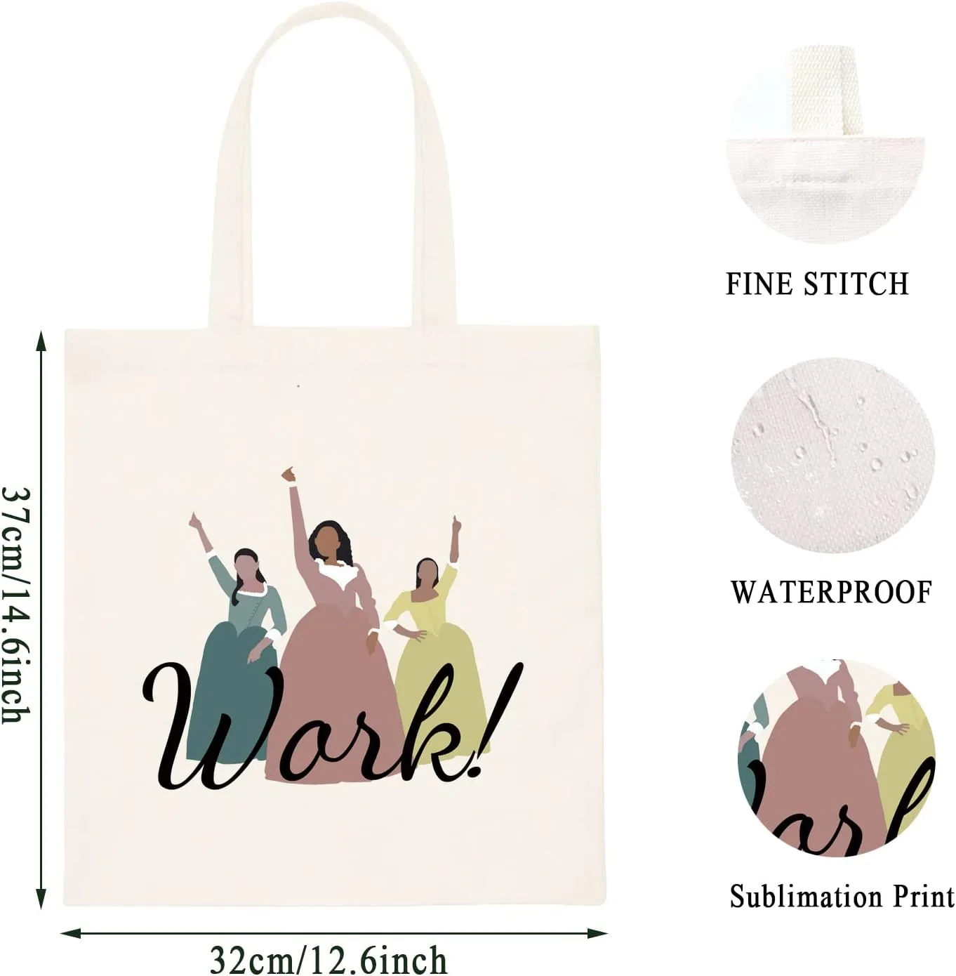 WCGXKO Musical Inspired Zipper Pouch Angelica, Eliza, & Peggy Handbag For Theatre Lover(Angelica, Eliza, & Peggy tote)