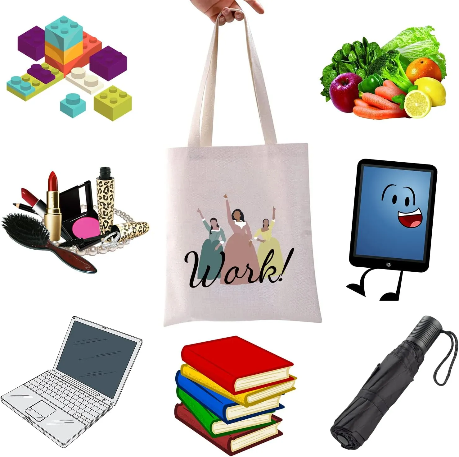 WCGXKO Musical Inspired Zipper Pouch Angelica, Eliza, & Peggy Handbag For Theatre Lover(Angelica, Eliza, & Peggy tote)