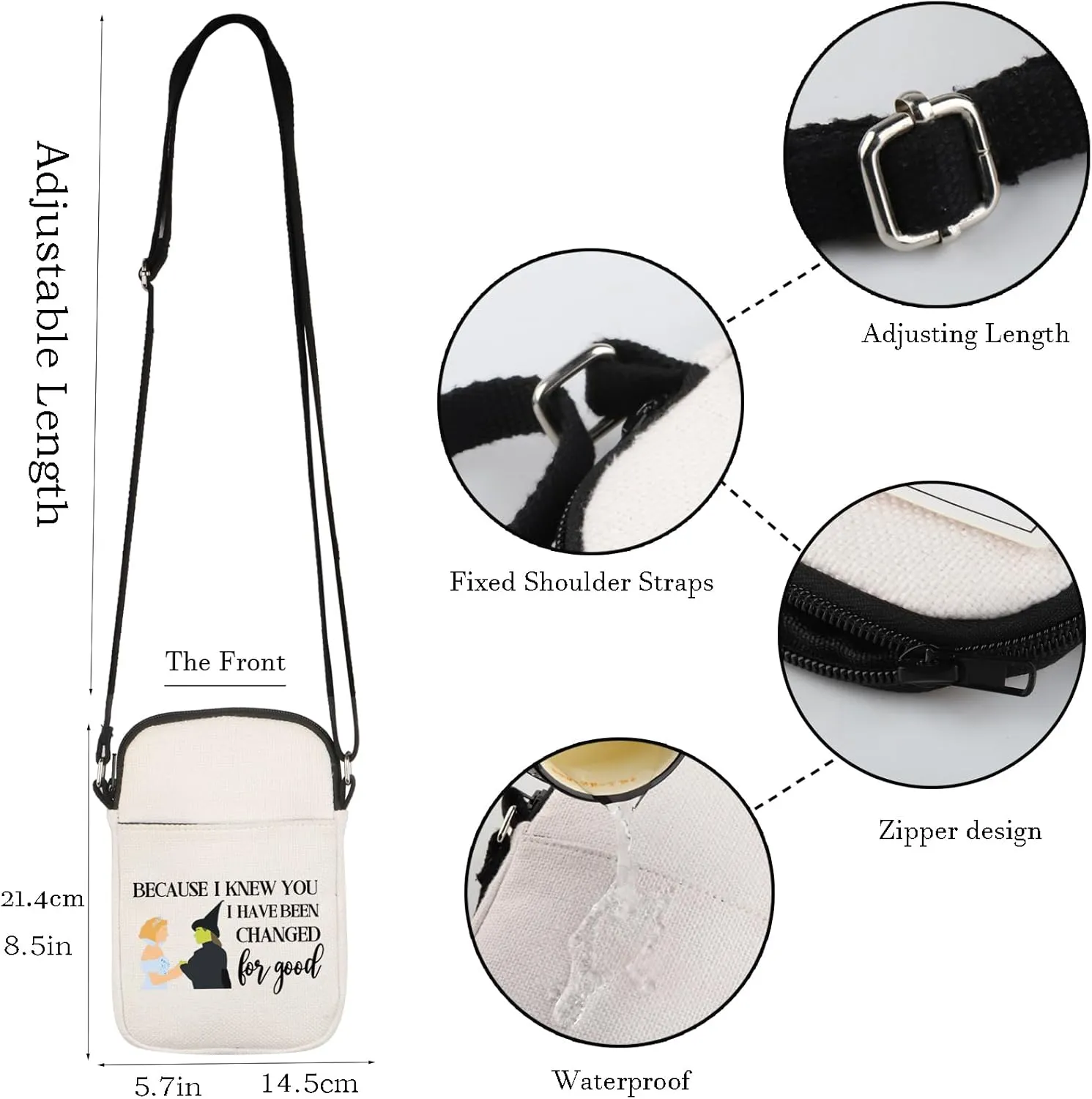 WCGXKO Musical Lover Gift for Best Friend Because I Knew You I Have Been Changed For Good Crossbody Purses Bag Messenger Bag (Changed For Good CR)