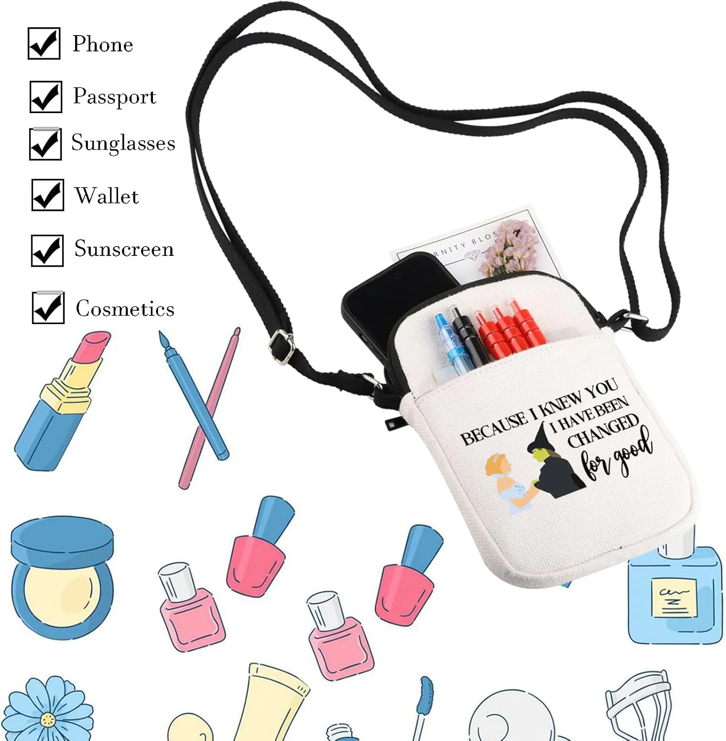 WCGXKO Musical Lover Gift for Best Friend Because I Knew You I Have Been Changed For Good Crossbody Purses Bag Messenger Bag (Changed For Good CR)