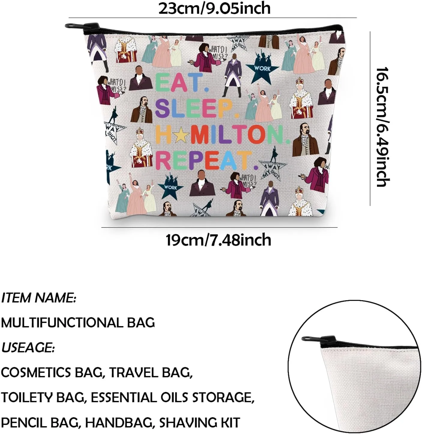 WCGXKO Musical Lover Gift Musical Character Zipper Pouch Makeup Bag (SLEEP HA)
