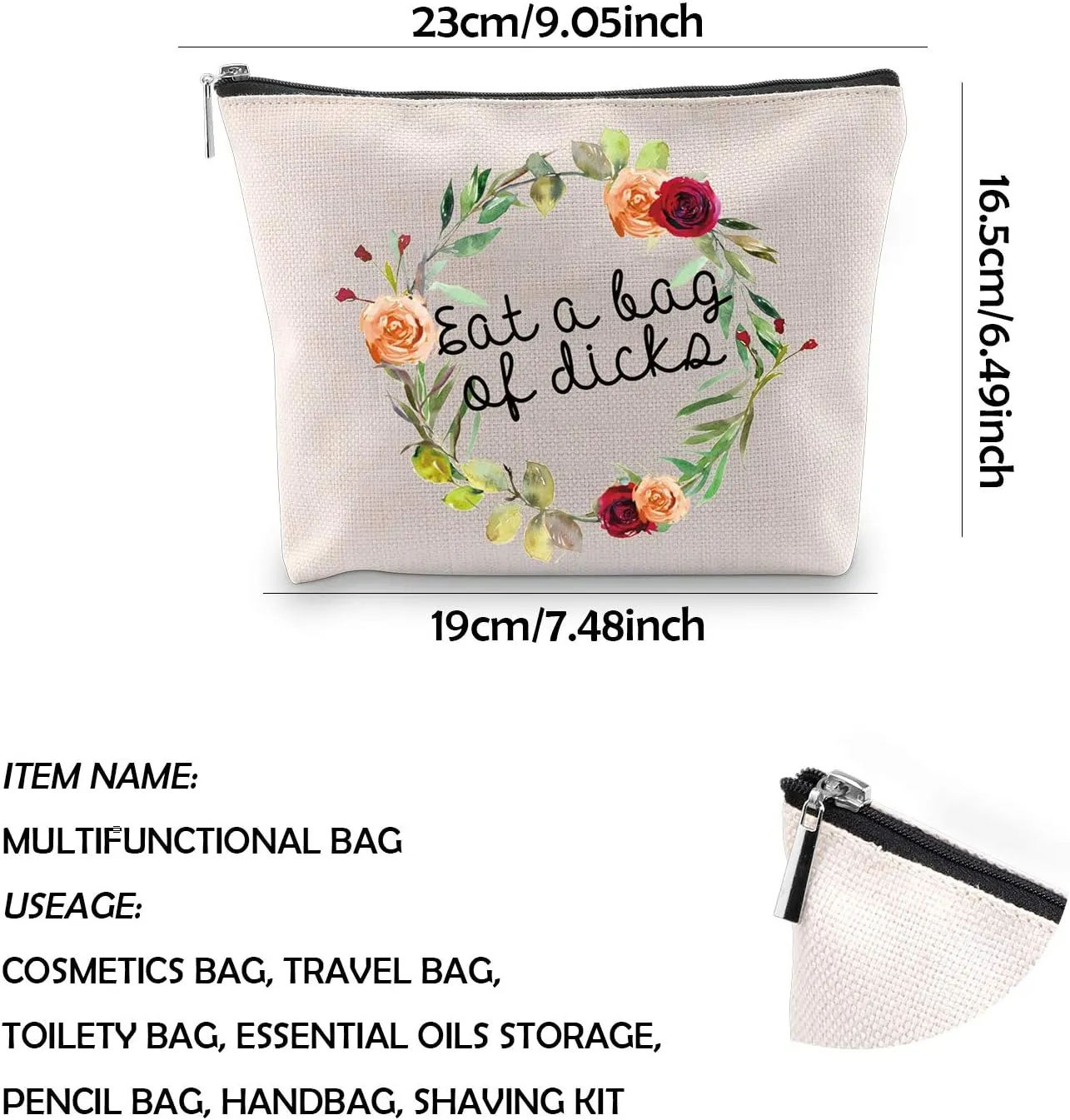 WCGXKO Novelty Cosmetics Bag For Friends Eat A Bag Of Dicks Naughty Adult Humor Gift for Her (Bag of Dicks)
