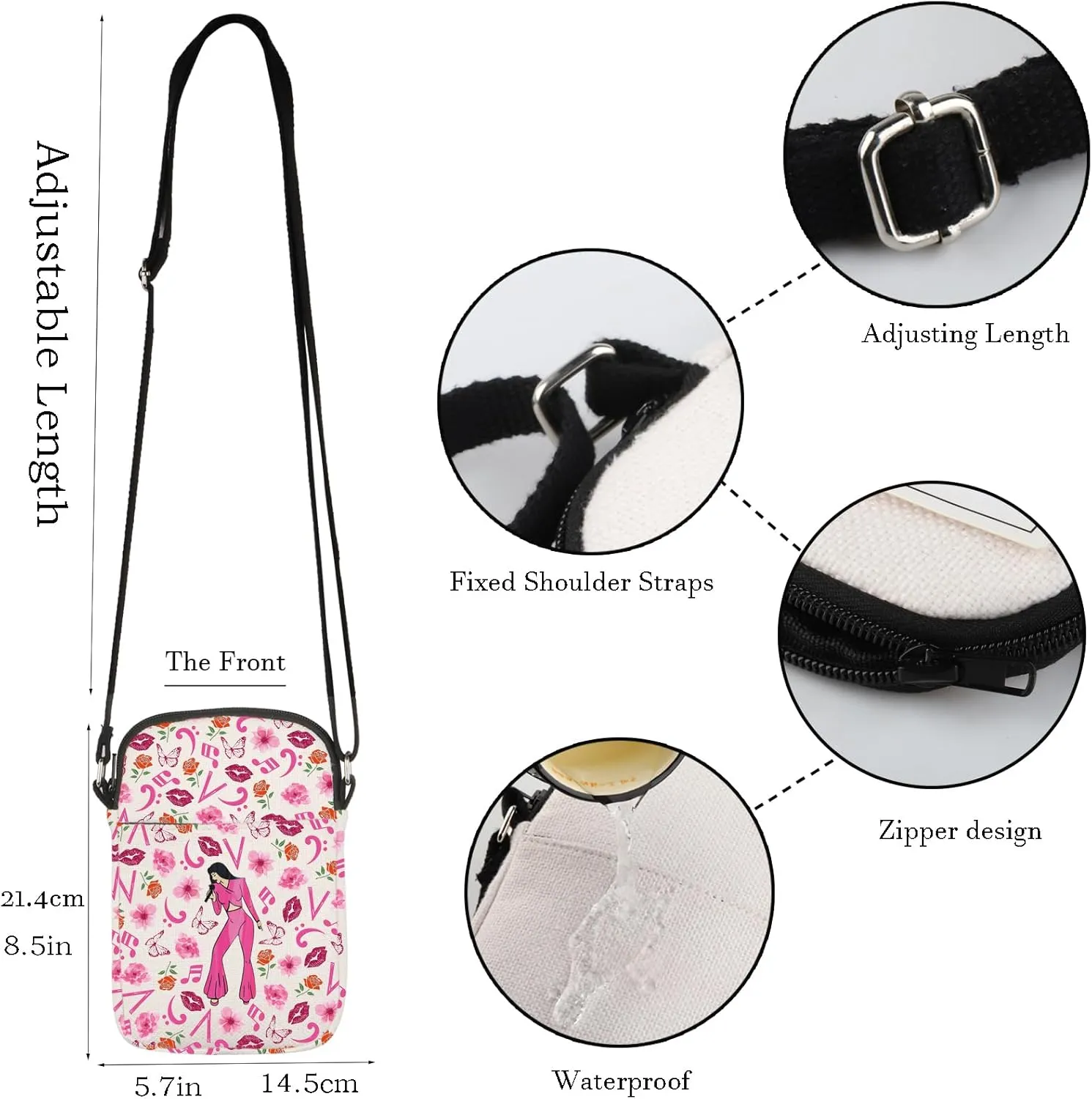 WCGXKO Song Crossbody Purses BagSinger Song Gift Singer Fan Gift Singer Inspired Messenger Bag Music Gift (Bidii CR)