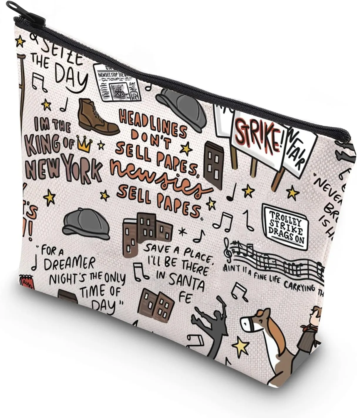 WCGXKO Theatre Lover Gift Musical Gift Musical Theater Zipper Makeup Bag (The Day)