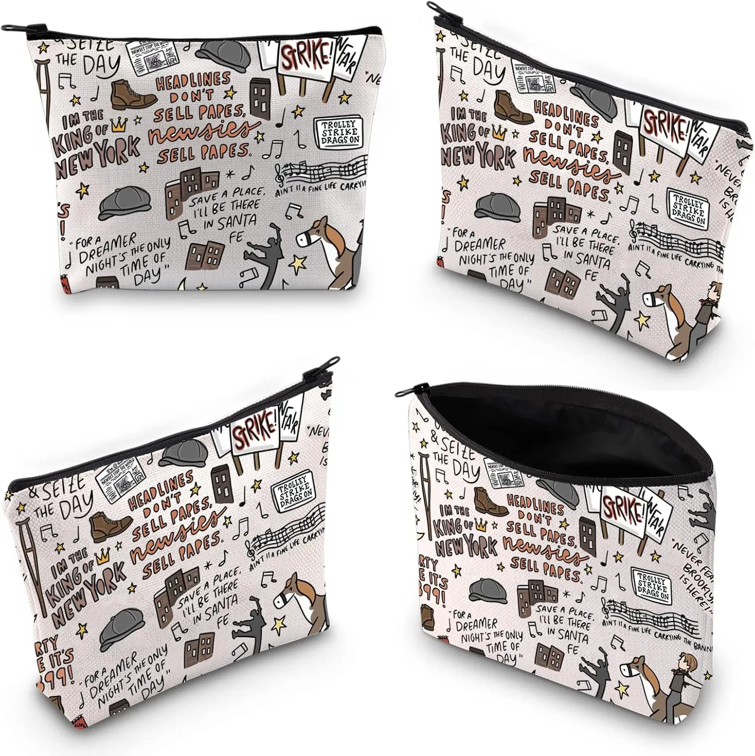 WCGXKO Theatre Lover Gift Musical Gift Musical Theater Zipper Makeup Bag (The Day)