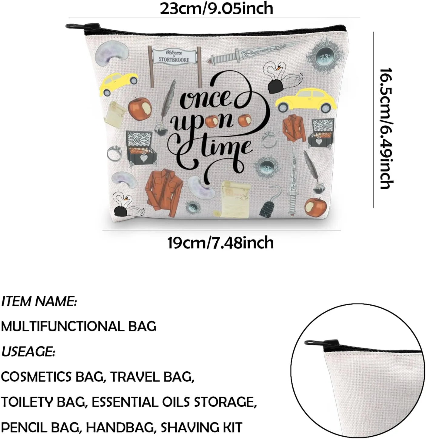 WCGXKO TV Inspired Gift TV Inspired Zipper Toiletry Bag For Welcome To Storybrooke Fans (a time)