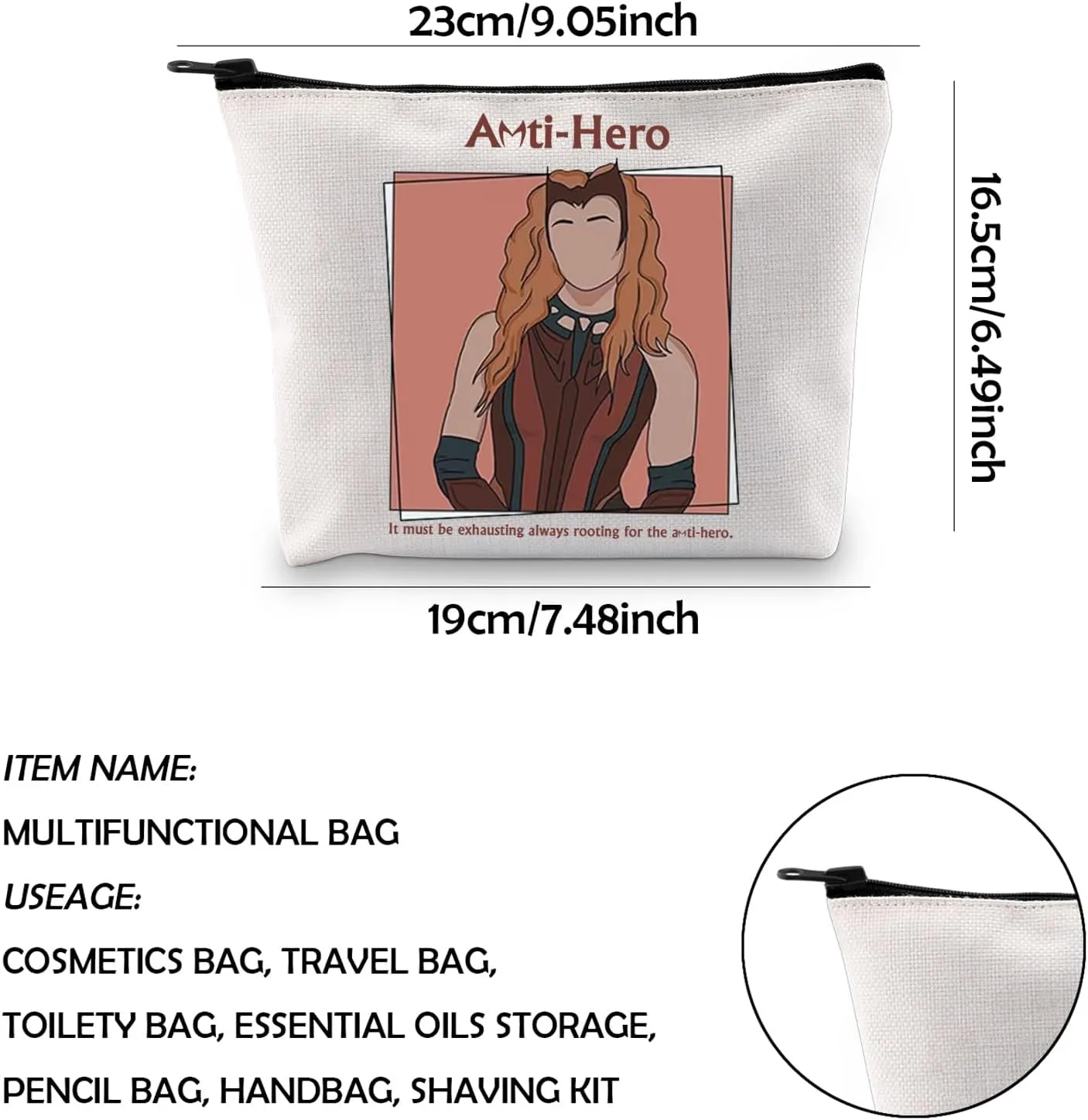 WCGXKO Wanda Witch Makeup Bag Witch Movie Fans Gifts Zipper Pouch Makeup Bag (Ant)