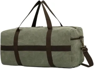 Weekender Bag Vintage Canvas Duffle With Suitcase Handle Sleeve Adjustable Shoulder Strap Business