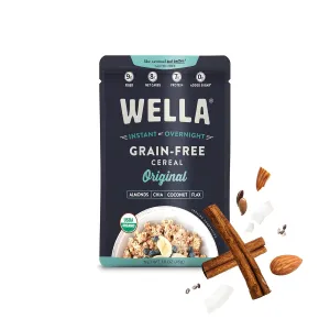 Wella Cereal Oatmeal Alternative, Gluten-Free Breakfast Hot Cereal, Grain-Free Paleo Organic Vegan High Protein Superfood, Plant-Based Non-GMO, Low in Net Carbs, Single-Serve Packets, Original Flavor (10 Count, 1.6 oz. Packets)
