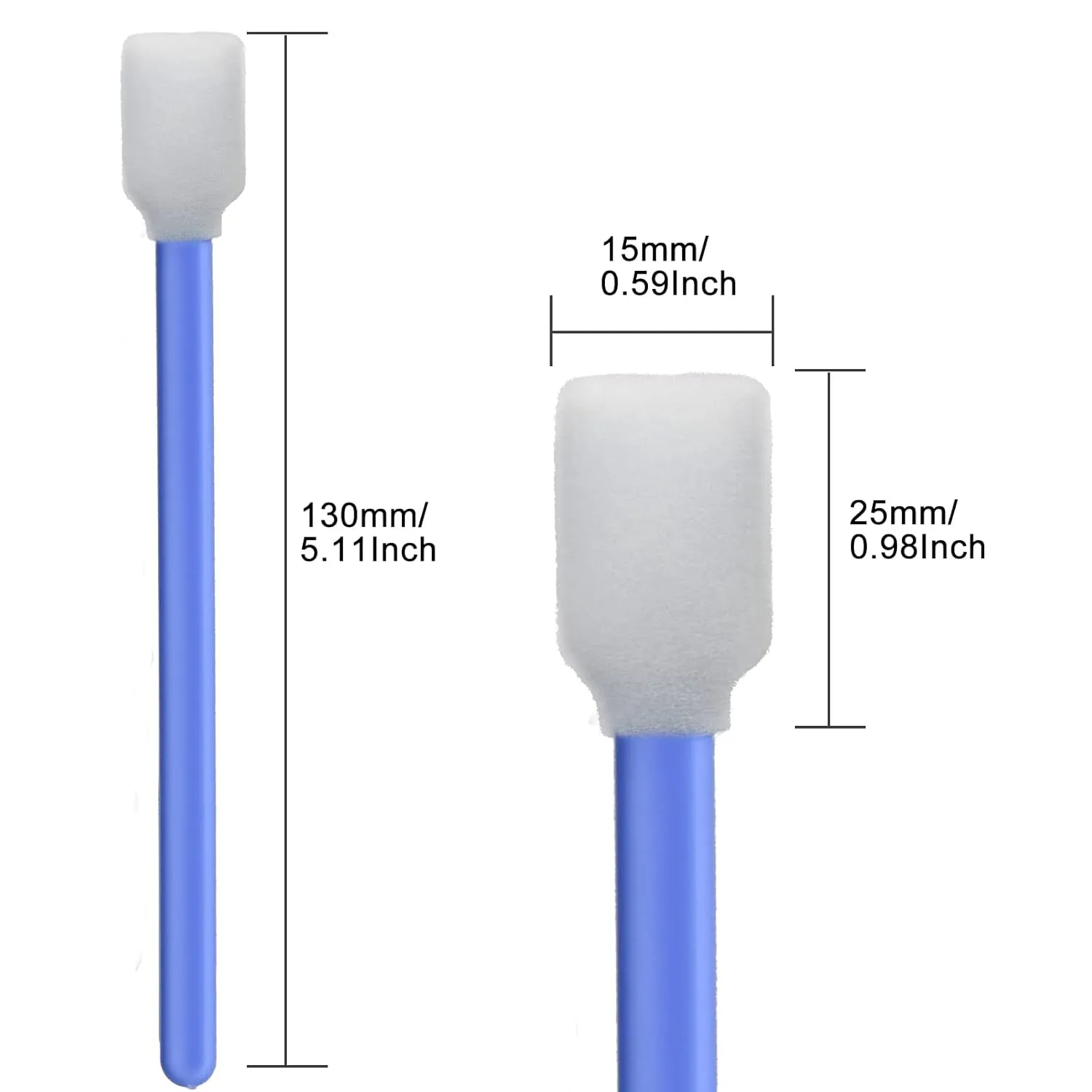 Wellgler's 5.11” Foam Cleaning Swabs for Printers, Inkjets, Cameras, Automotive, Optics, Sensors, Guns, and Electronics (Blue, 300)