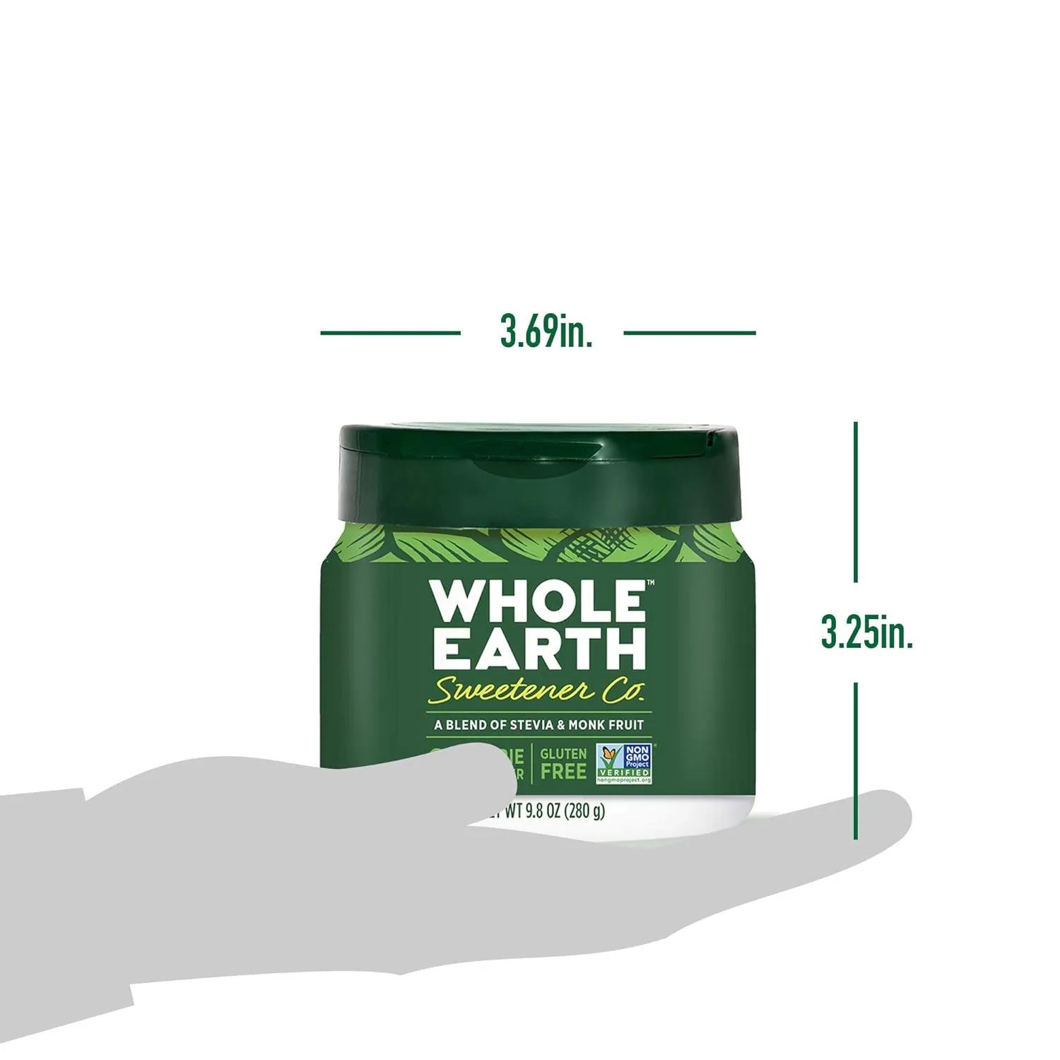 WHOLE EARTH Stevia & Monk Fruit Plant-Based Sweetener, 9.8 Ounce Jar