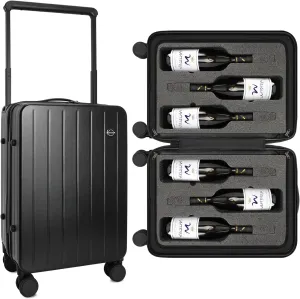 Wine Luggage for Airplane Travel - 22" Wine Suitcase with Removable Foam Inserts, Carries 6 Bottles, Matte Black