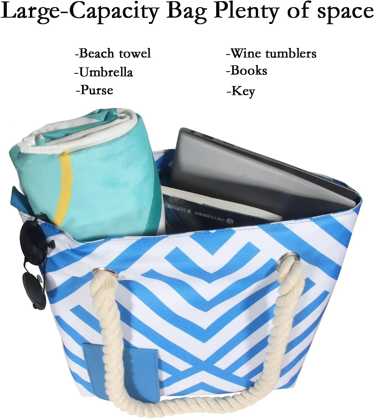 Wine Tote with Insulated Bladder Bag - Portable Backpack for Outdoor Travel, Beach, Camping and Picnic (Blue Stripe)