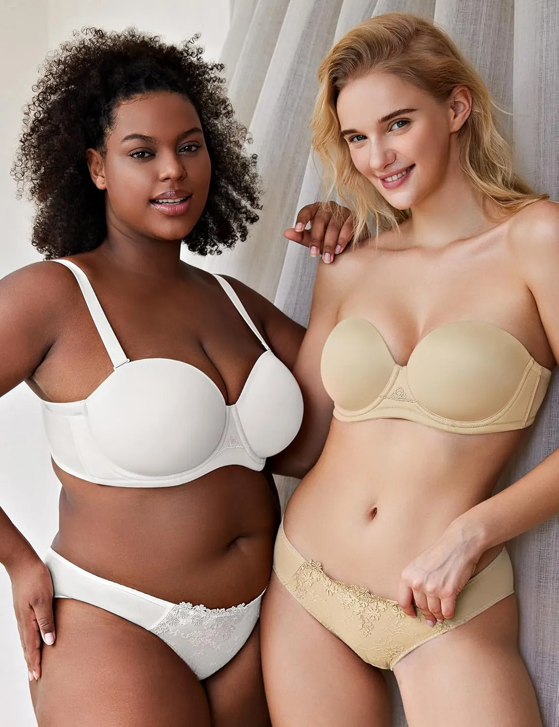 Wingslove Women's Strapless Full Figure Bra Underwire Multiway Contour Plus Size Bra Red Carpet