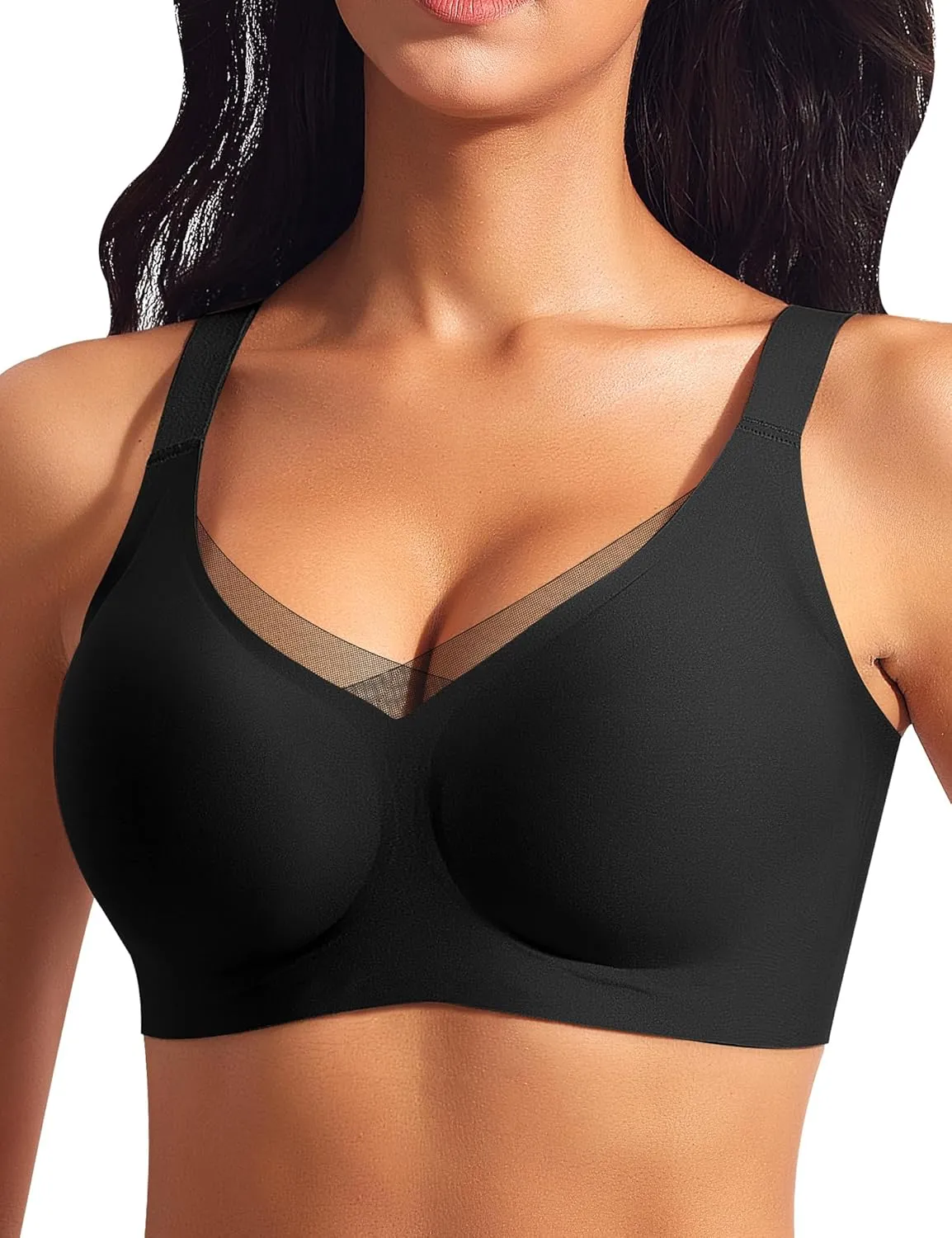Wireless Bras for Women Mesh Crossover Bras Seamless Full Coverage No Underwire Comfortable Supportive Everyday Bra