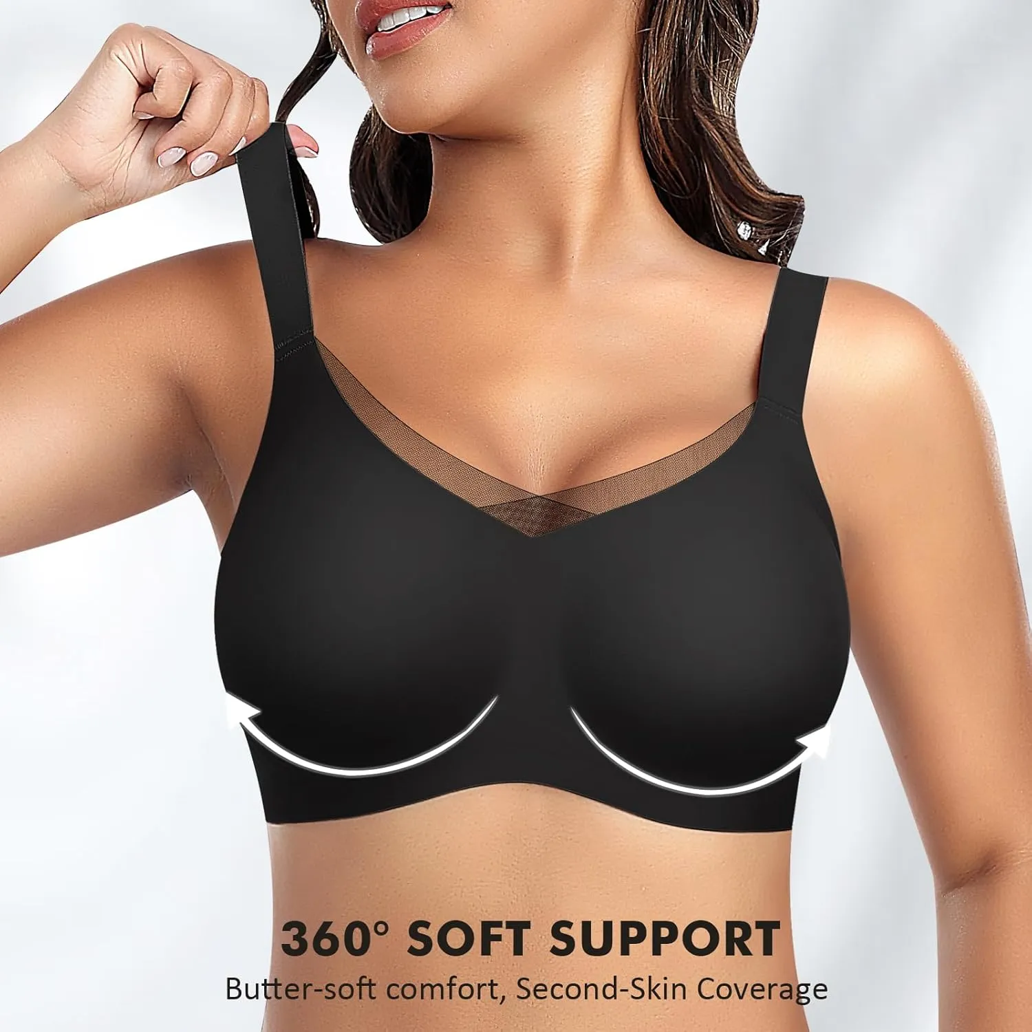 Wireless Bras for Women Mesh Crossover Bras Seamless Full Coverage No Underwire Comfortable Supportive Everyday Bra