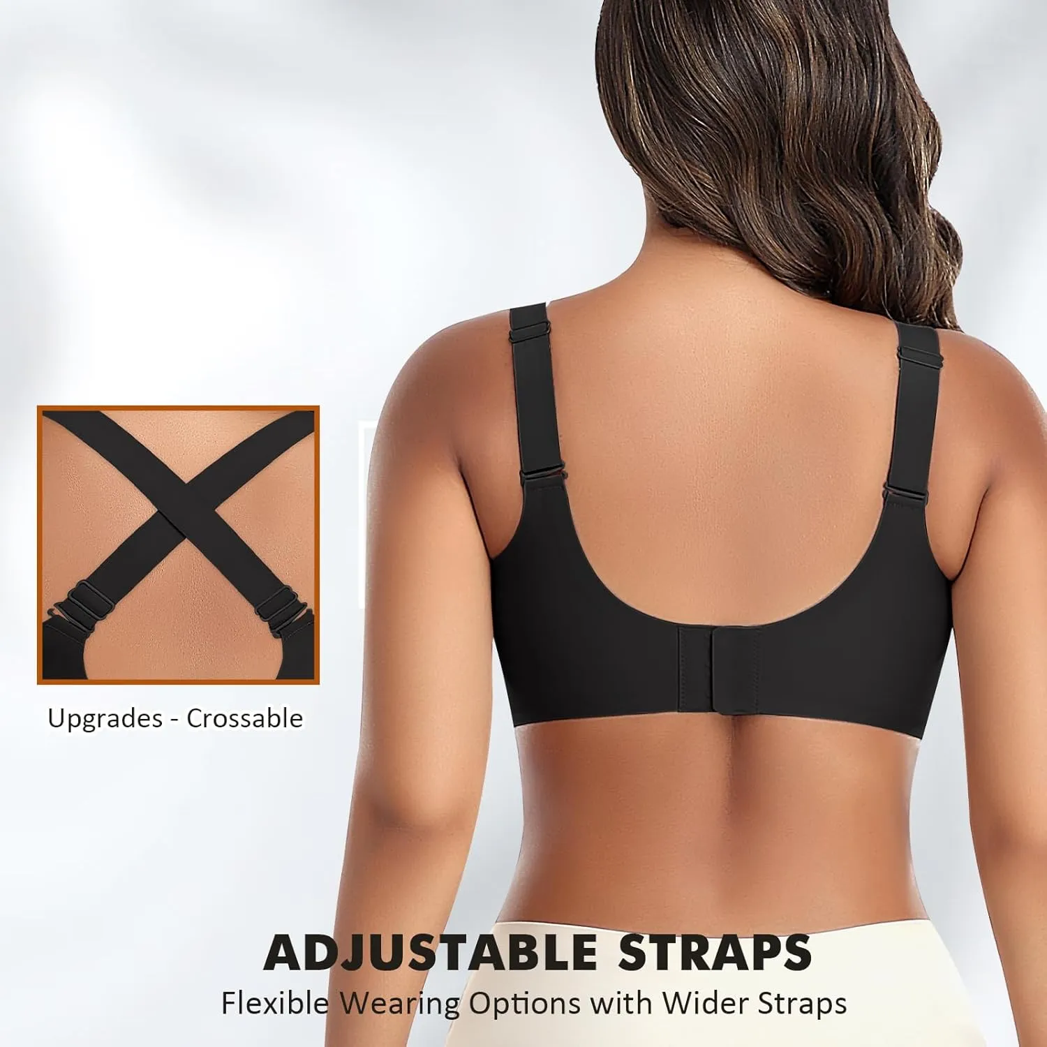 Wireless Bras for Women Mesh Crossover Bras Seamless Full Coverage No Underwire Comfortable Supportive Everyday Bra