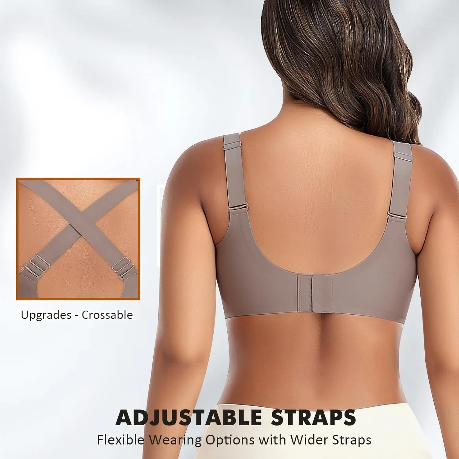Wireless Bras for Women Mesh Crossover Bras Seamless Full Coverage No Underwire Comfortable Supportive Everyday Bra