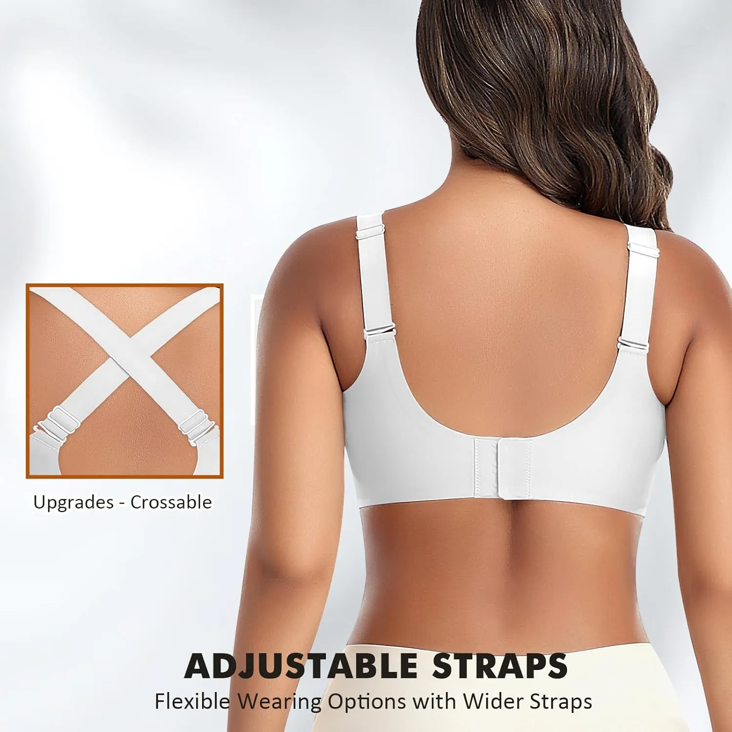 Wireless Bras for Women Mesh Crossover Bras Seamless Full Coverage No Underwire Comfortable Supportive Everyday Bra