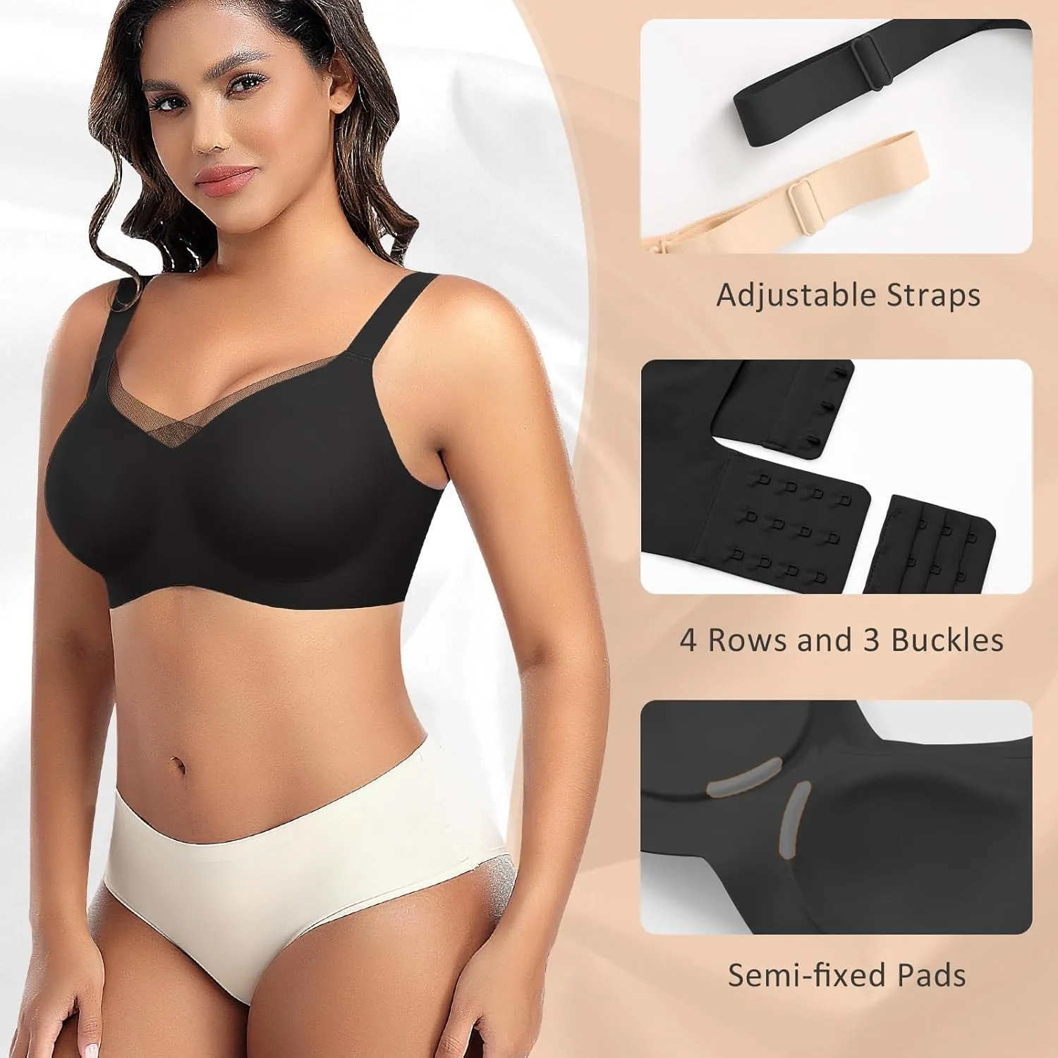 Wireless Bras for Women Mesh Crossover Bras Seamless Full Coverage No Underwire Comfortable Supportive Everyday Bra