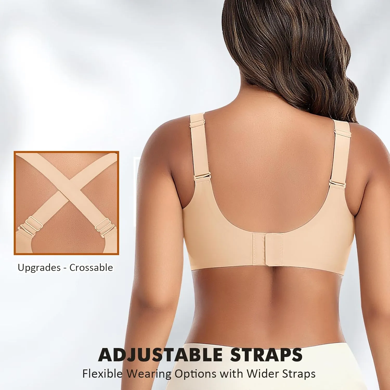 Wireless Bras for Women Mesh Crossover Bras Seamless Full Coverage No Underwire Comfortable Supportive Everyday Bra