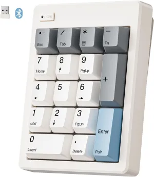Wireless Mechanical Number Pad, Bluetooth 5.0&2.4G Wireless Dual Mode Hot Swappable Numeric Keypad,17 Keys Gasket Numpad, Ten-Key with PBT Keycaps for Laptop/PC/TKL Keyboards(Linear Switch)