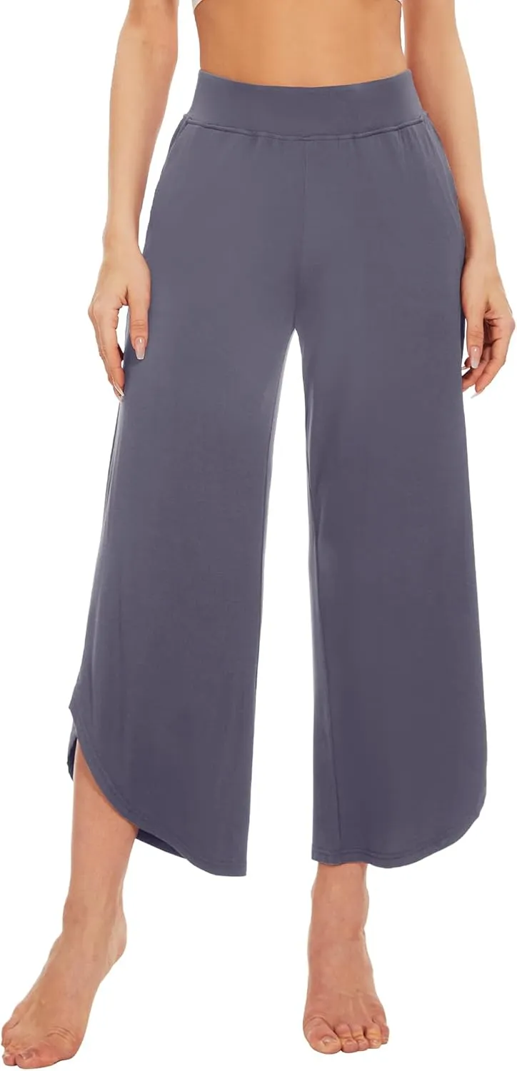 WiWi Viscose from Bamboo Pajama Bottoms Wide Leg Capri Pj Pants for Women Soft Lounge High Waist Cool Sweatpants S-XXL