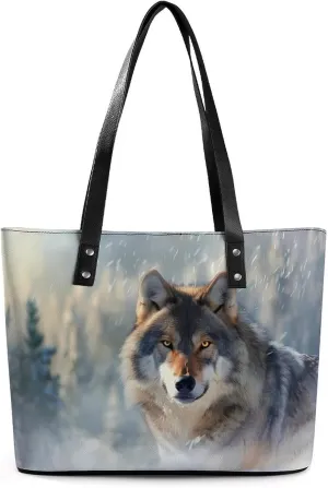 Wolf Forests Landscape Purse for Women Casual Tote Bags Purses Ladies Top Handle Shoulder Handbag for Work Travel