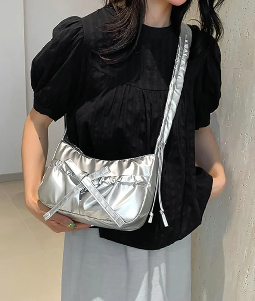 Women Bowknot Shoulder Bag Trendy Nylon Hobo Bag Tote Bag Cute Top Handle Handbag Purse