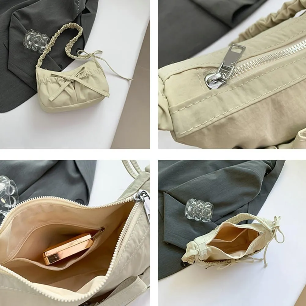 Women Bowknot Shoulder Bag Trendy Nylon Hobo Bag Tote Bag Cute Top Handle Handbag Purse