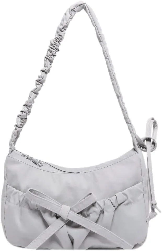 Women Bowknot Shoulder Bag Trendy Nylon Hobo Bag Tote Bag Cute Top Handle Handbag Purse