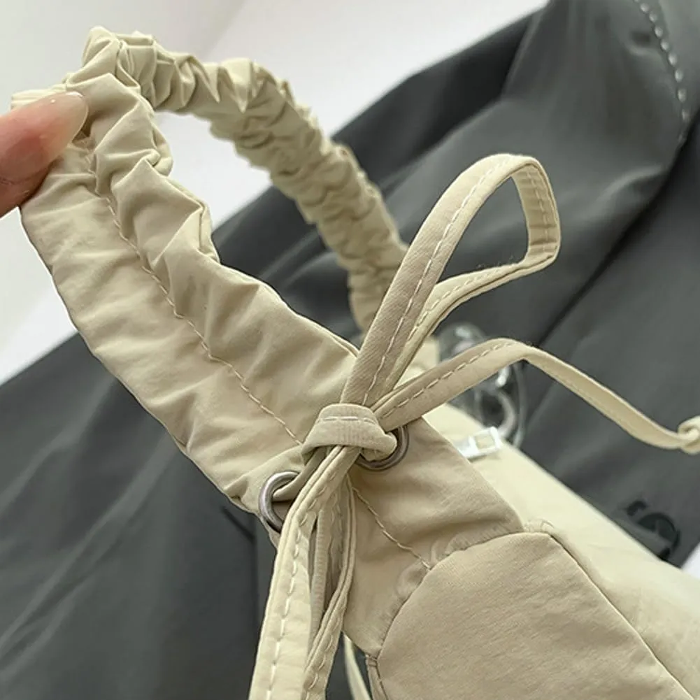 Women Bowknot Shoulder Bag Trendy Nylon Hobo Bag Tote Bag Cute Top Handle Handbag Purse