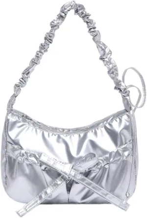 Women Bowknot Shoulder Bag Trendy Nylon Hobo Bag Tote Bag Cute Top Handle Handbag Purse
