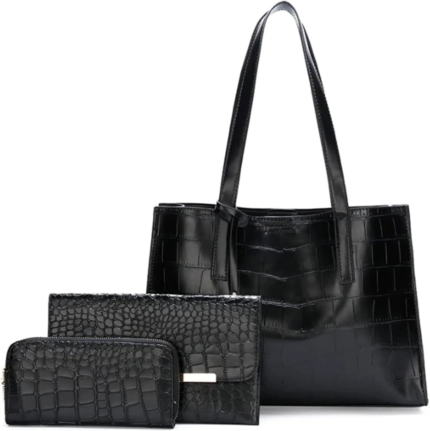 Women Crocodile Pattern Handbag Vintage Shoulder Bag Satchel 3psc-