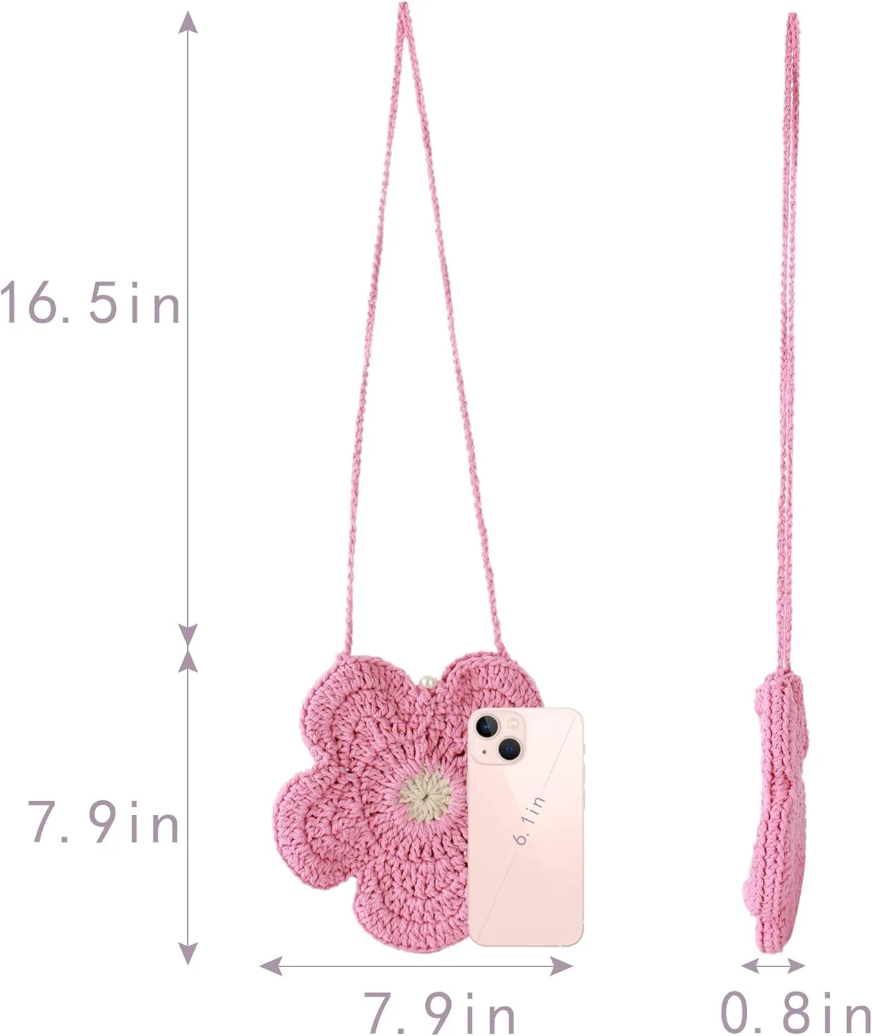 Women Girls Mini Flower Cotton Crochet Crossbody Shoulder Bag Handbag Purse