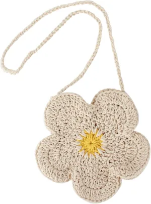 Women Girls Mini Flower Cotton Crochet Crossbody Shoulder Bag Handbag Purse