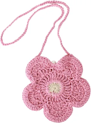 Women Girls Mini Flower Cotton Crochet Crossbody Shoulder Bag Handbag Purse