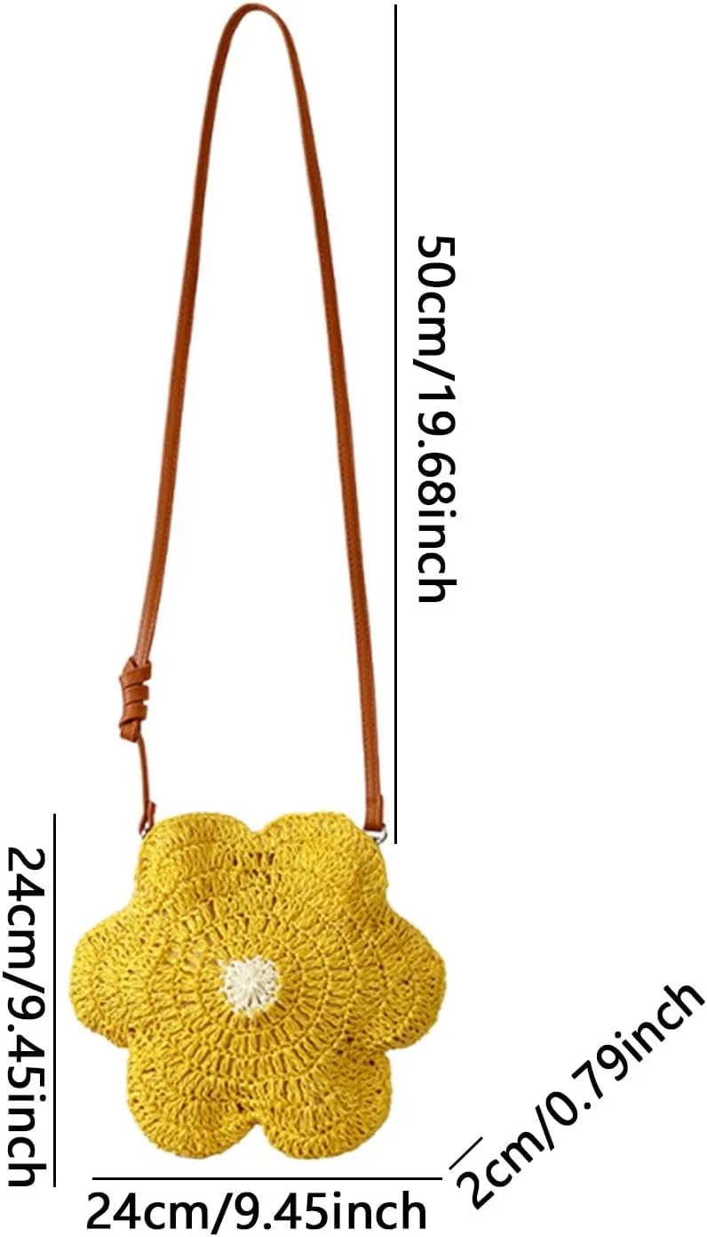 Women Handwoven Crossbody Bag Decorative Woven Purse for Summer Traveling Dating