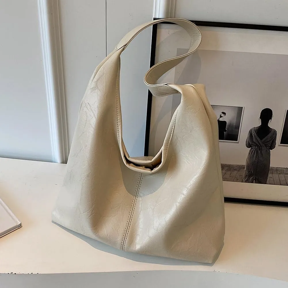 Women Leather Shoulder Bag Versatile Hobo Bag and Clutch Casual 2pcs Shoulder Bag and Handbag Set Satchel Hobo Bag