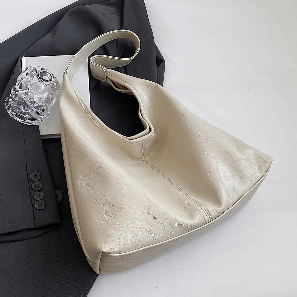 Women Leather Shoulder Bag Versatile Hobo Bag and Clutch Casual 2pcs Shoulder Bag and Handbag Set Satchel Hobo Bag