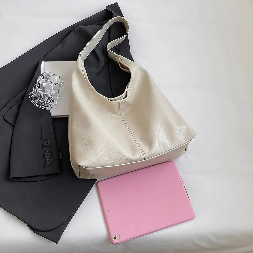 Women Leather Shoulder Bag Versatile Hobo Bag and Clutch Casual 2pcs Shoulder Bag and Handbag Set Satchel Hobo Bag