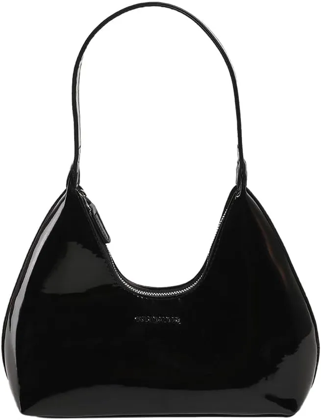 Women Patent Leather Tote Bag Versatile Crescent Bag Casual Fashion Shoulder Bag Satchel Hobo Bag Girl Shopper Pur
