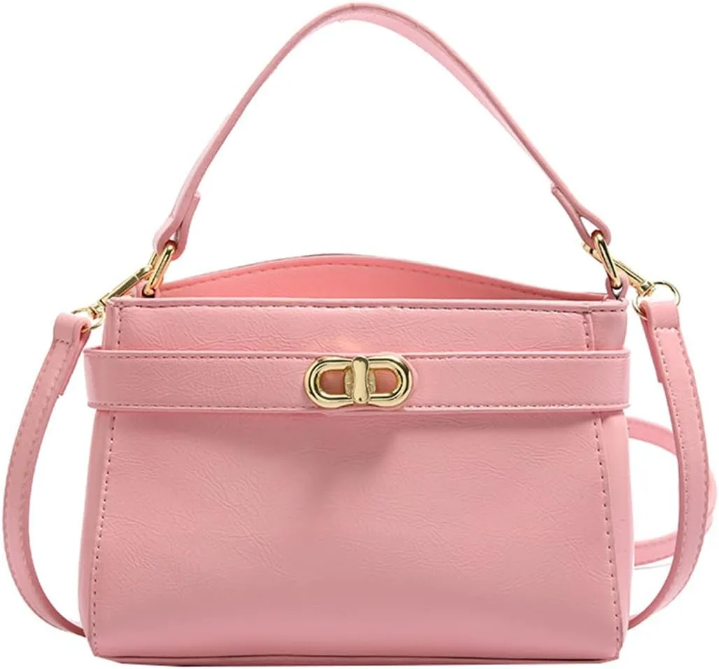 Women PU Leather Shoulder Bag Small Crossbody Handbag Retro Square Satchel Top Handle Purse