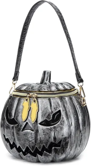 Women Pumpkin Shaped Crossbody Shoulder Bag Unique Weird PVC Handbag Novelty Halloween Pumpkin Purse