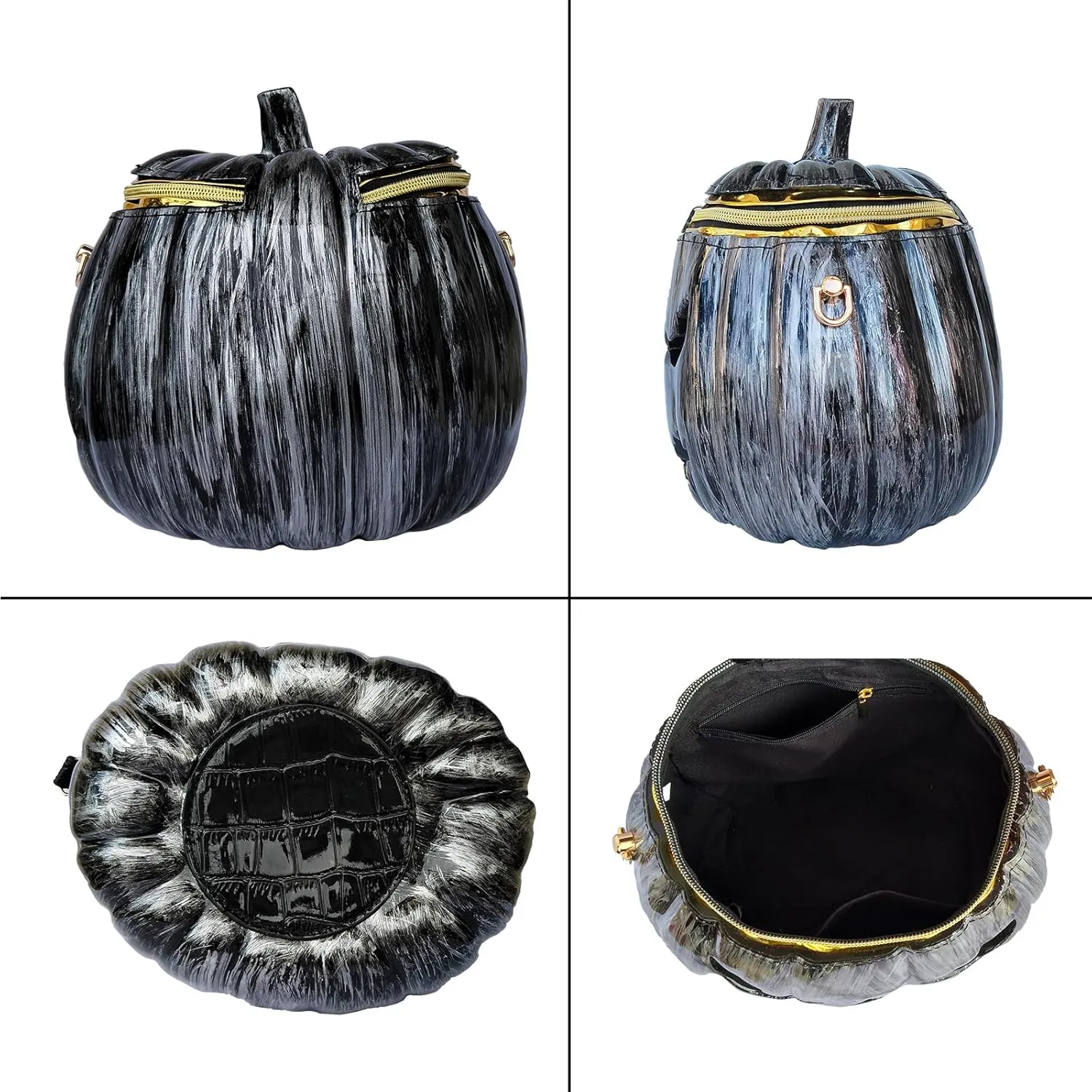 Women Pumpkin Shaped Crossbody Shoulder Bag Unique Weird PVC Handbag Novelty Halloween Pumpkin Purse