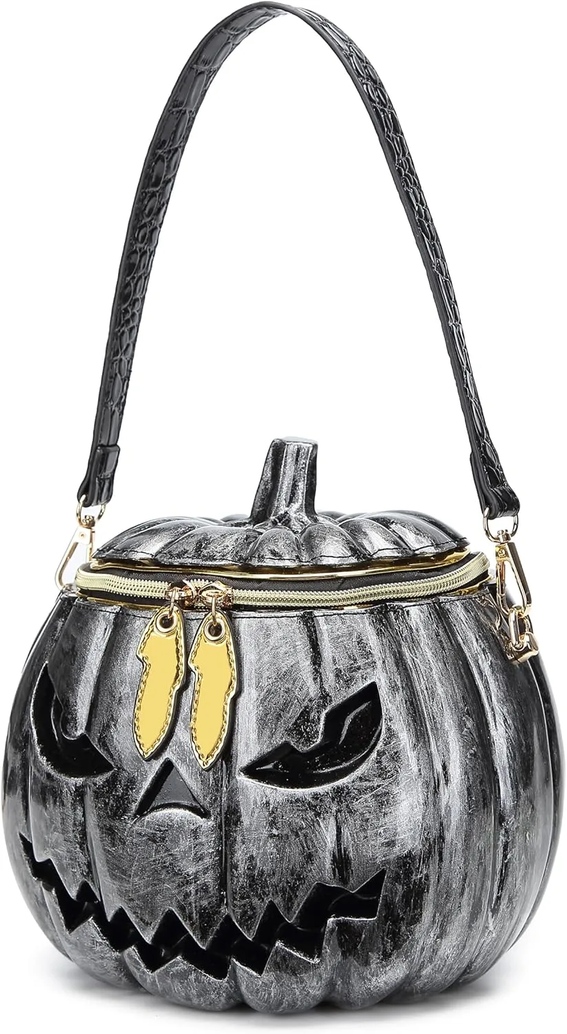 Women Pumpkin Shaped Crossbody Shoulder Bag Unique Weird PVC Handbag Novelty Halloween Pumpkin Purse