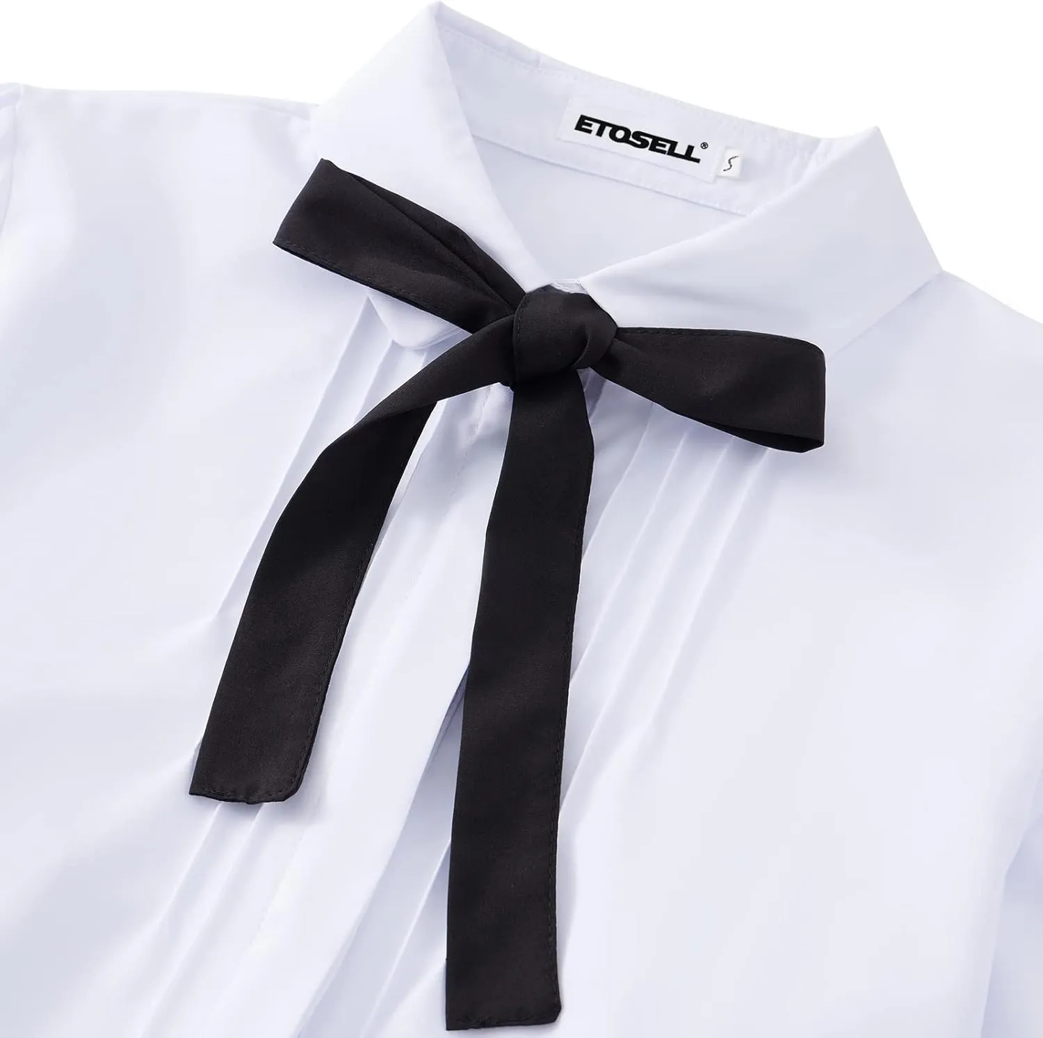 Women Short Sleeve Peter Pan Collar Blouse Kawaii Girls School Uniform White Shirt Lady Bowknot OL Button-Down Shirts