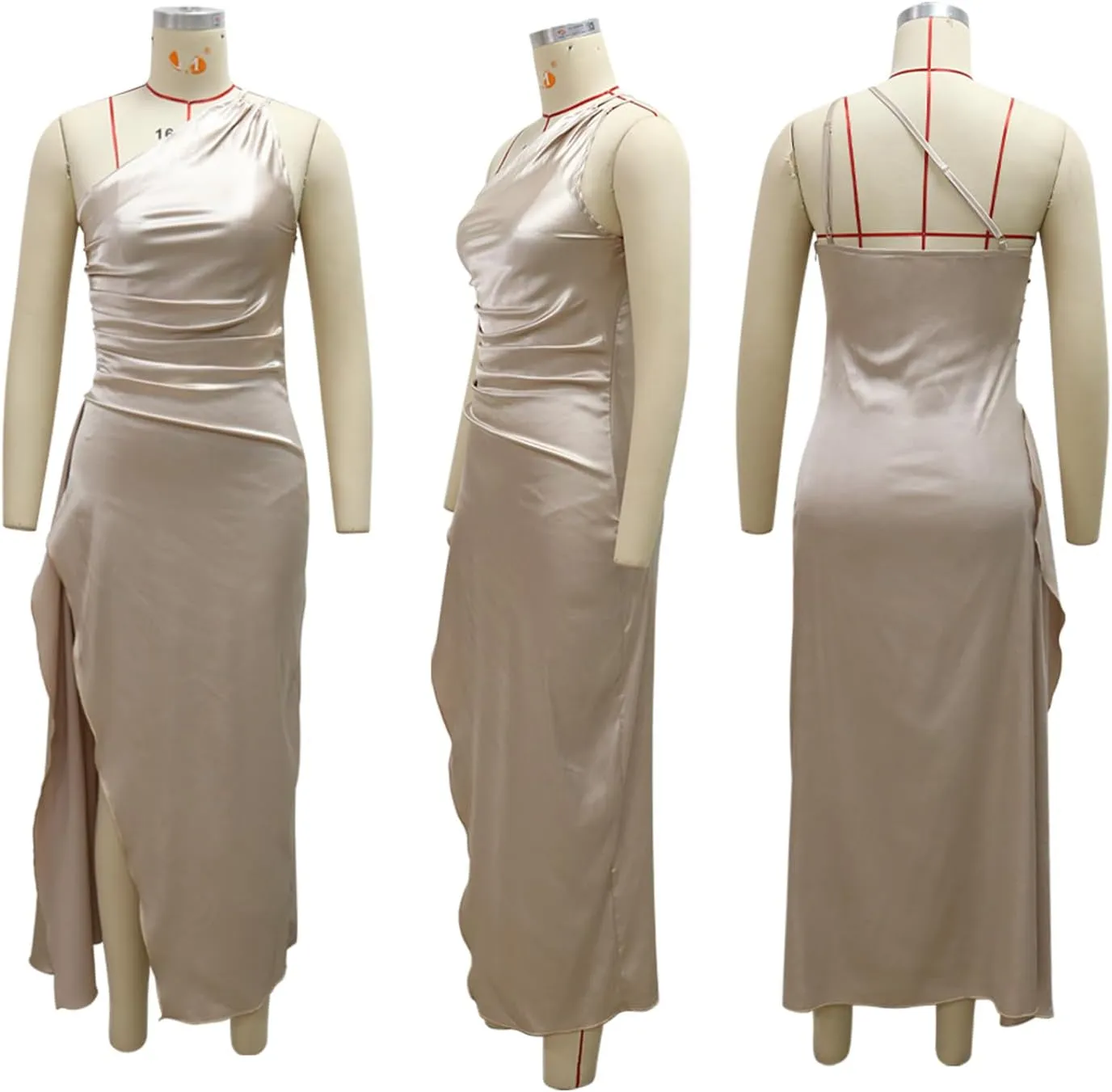 Women Sleeveless Off Shoulder Split Evening Cocktail Long Dress